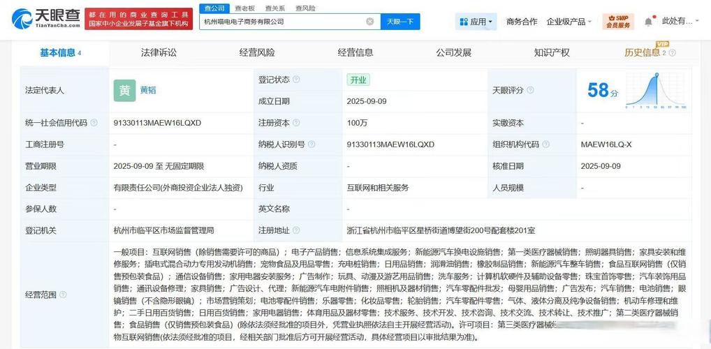 100万人民币,经营范围含互联网销售,电子产品销售,信息系统集成服务